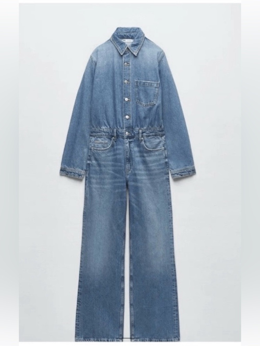 ZARA || Denim Long Sleeve Jumpsuit Size Small